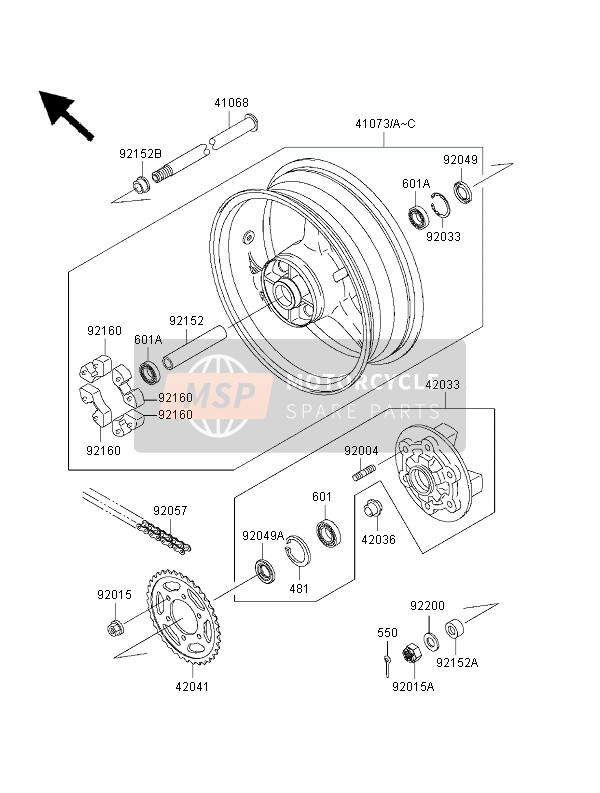 921521208, Collar,Rr Hub,L=159, Kawasaki, 0