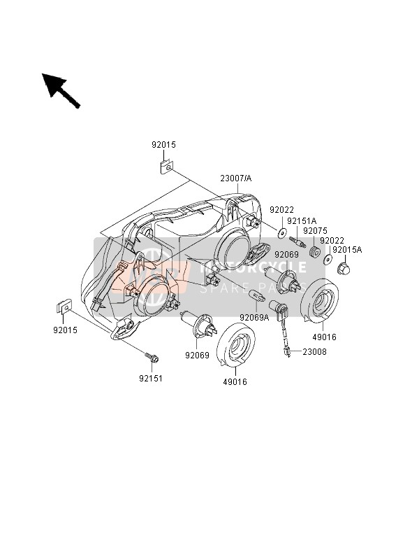 230071377, LENS-COMP,Head Lamp, Kawasaki, 3