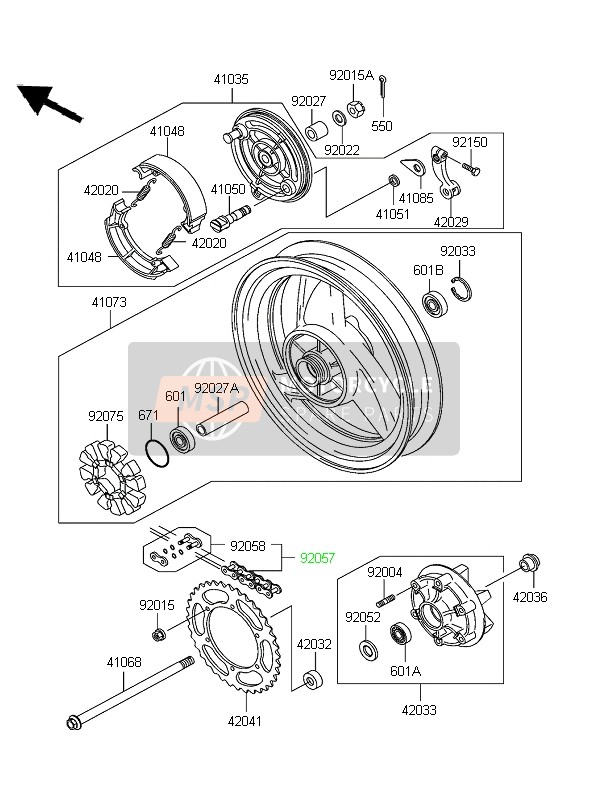 Kawasaki ER-5 2005 Rear Hub for a 2005 Kawasaki ER-5