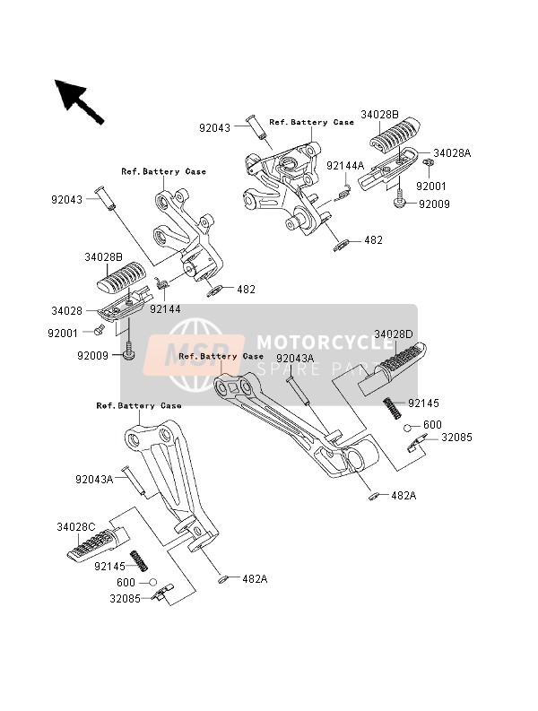 Kawasaki NINJA ZX-12R 2000 Footrests for a 2000 Kawasaki NINJA ZX-12R