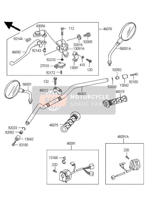 Kawasaki ER-5 2005 Handlebar for a 2005 Kawasaki ER-5