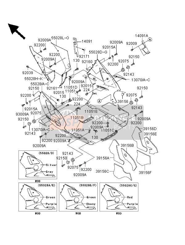 550281419A5, Cowling,Fr,Lh,C.P.Red, Kawasaki, 0