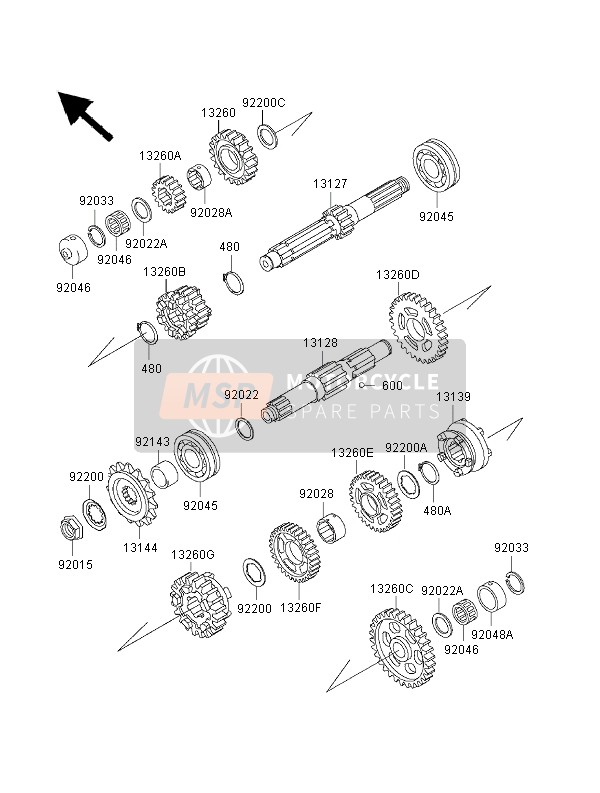 920481052, Race,Input Shaft, Kawasaki, 0