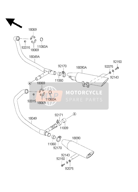 110601764, Gasket, Exhaust Pipe H, Kawasaki, 2