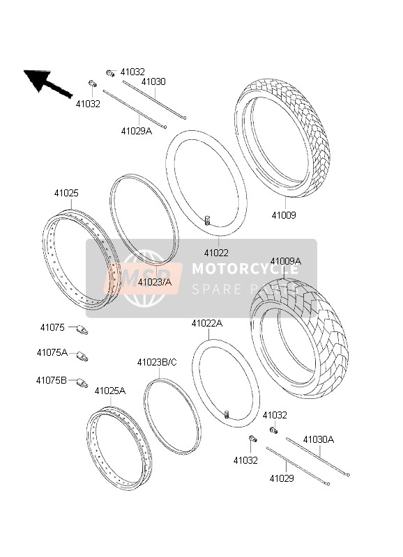 410301185, SPOKE-OUTER,Fr,185MMX EN500-C8, Kawasaki, 0