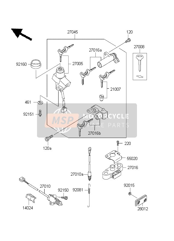 Kawasaki ER-5 2001 Ignition Switch for a 2001 Kawasaki ER-5