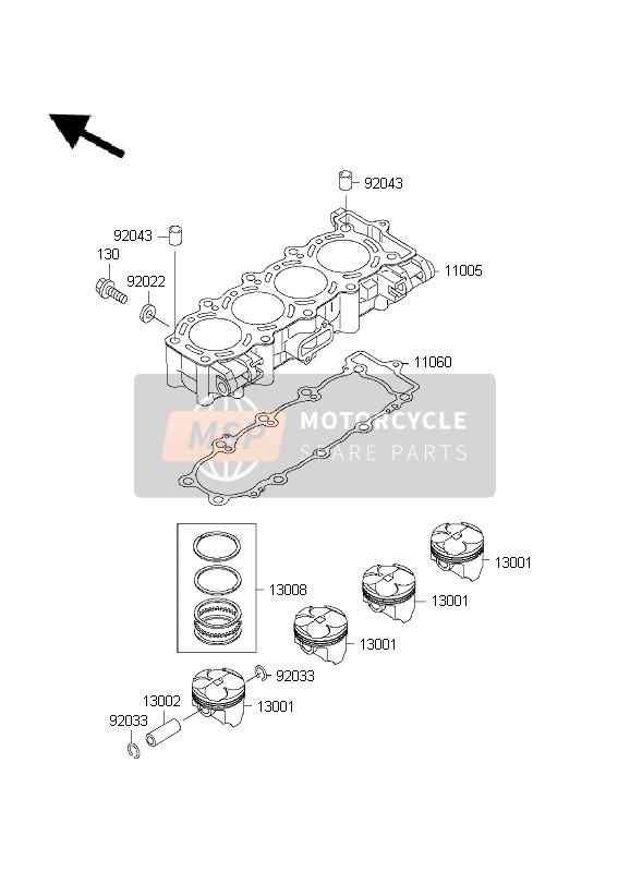 Kawasaki NINJA ZX-6R 2001 Cylindre & Piston pour un 2001 Kawasaki NINJA ZX-6R