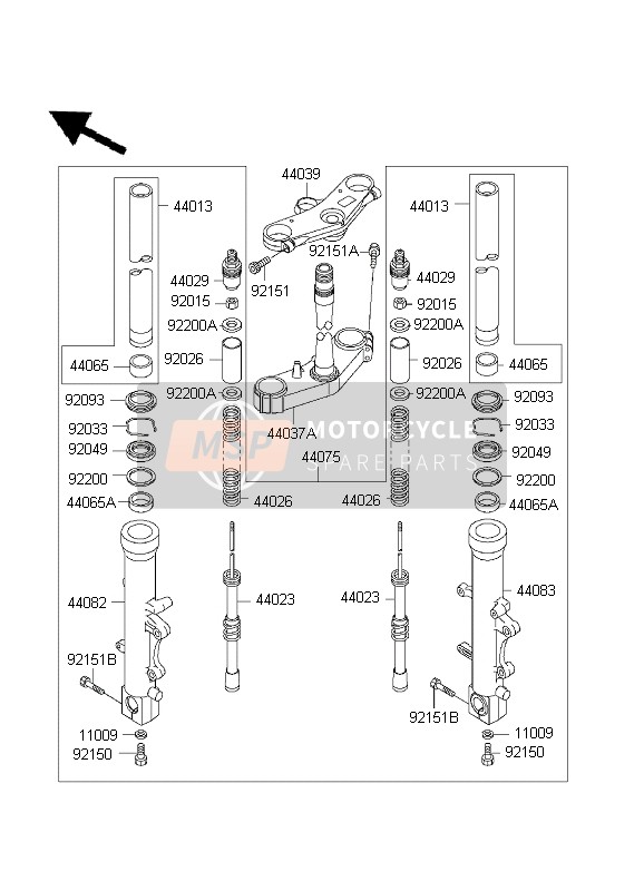 440371416, HOLDER-FORK Under, Kawasaki, 1