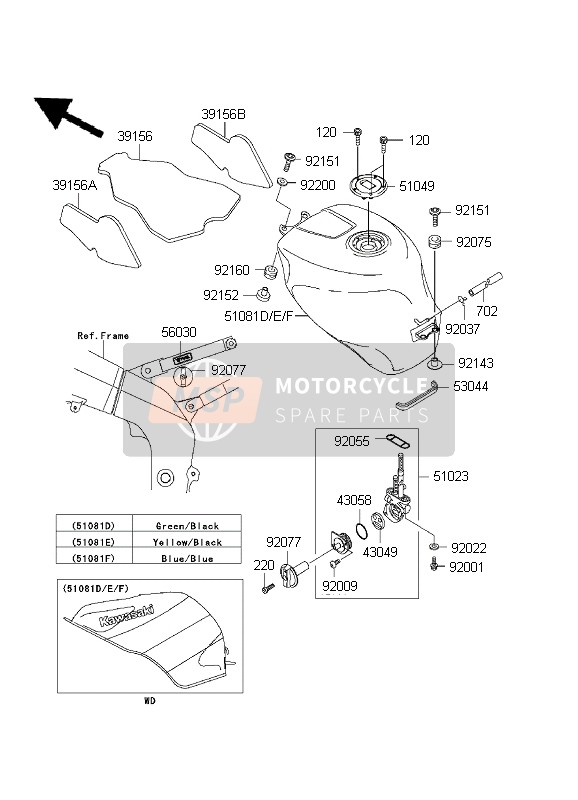 Kawasaki NINJA ZX-6R 2001 Fuel Tank for a 2001 Kawasaki NINJA ZX-6R