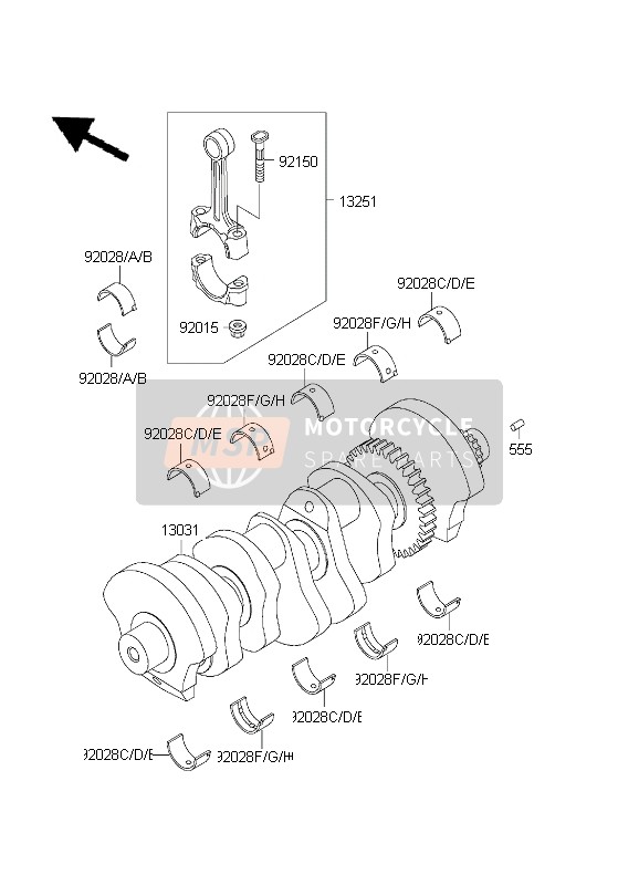 Kawasaki NINJA ZX-7R 2001 Crankshaft for a 2001 Kawasaki NINJA ZX-7R