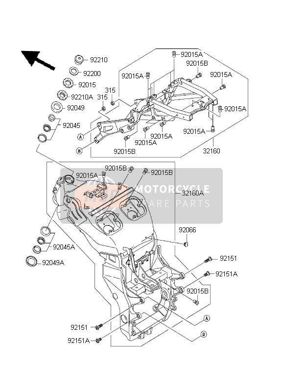 3216016838F, FRAME-COMP,Al,Fr,F.S. ZX1200-A, Kawasaki, 0