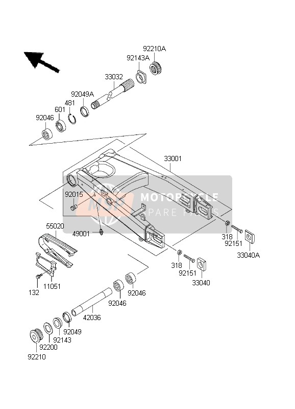 Kawasaki NINJA ZX-12R 2001 Swing Arm for a 2001 Kawasaki NINJA ZX-12R