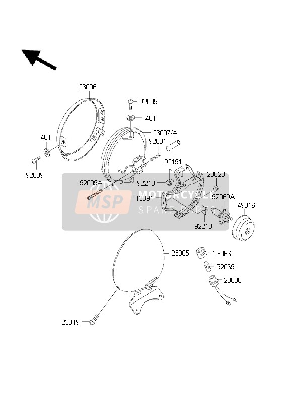 230071424, LENS-COMP,Head Lamp, Kawasaki, 0