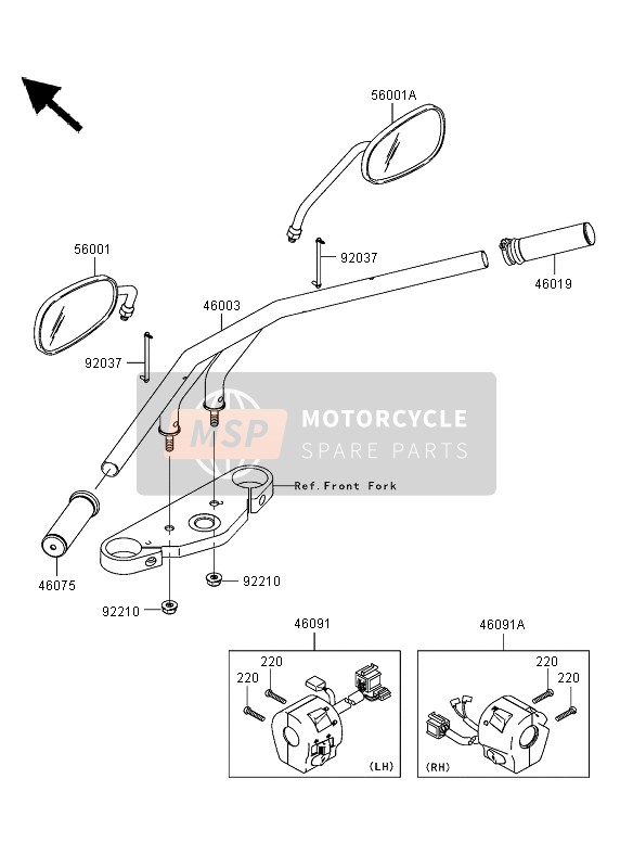 220R0525, SCREW-PAN-CROS, 5X25, Kawasaki, 2