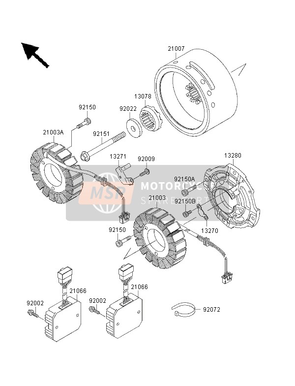 210030008, Stator,Outer, Kawasaki, 1