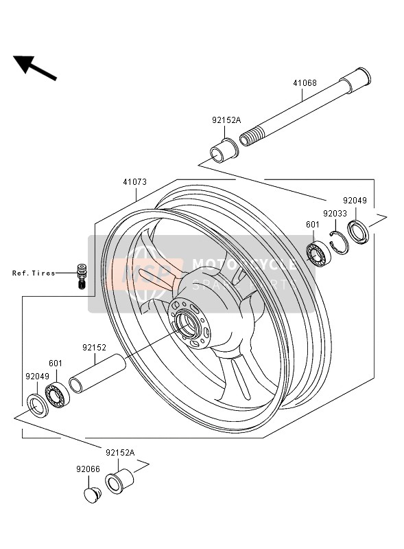 921520178, Collar, Fr, Axle, L=34, Kawasaki, 2