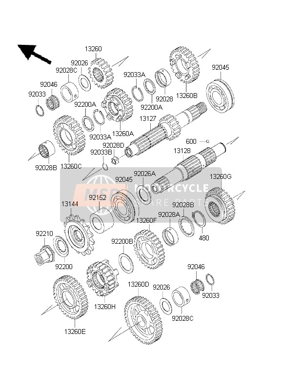 132601785, Gear, Input 4TH,28T, Kawasaki, 1