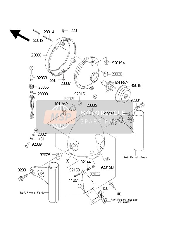 Kawasaki W650 2001 SCHEINWERFER für ein 2001 Kawasaki W650