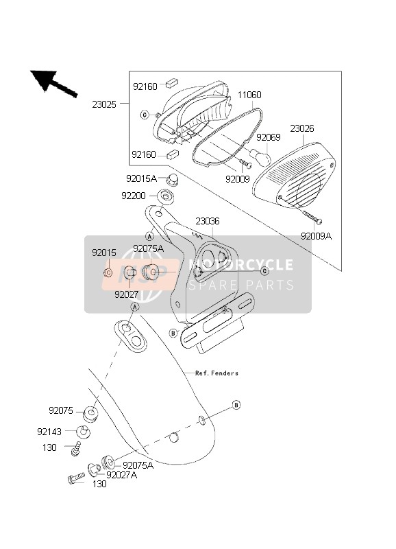 230360020, BRACKET-TAIL Lamp EJ650C6F, Kawasaki, 0