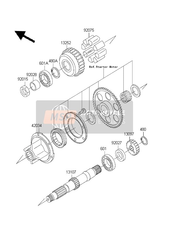 Kawasaki ZR-7S 2001 Secondary Shaft for a 2001 Kawasaki ZR-7S