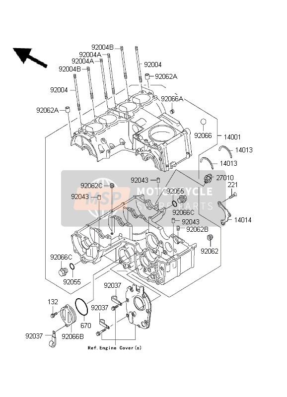 Kawasaki ZR-7S 2001 Crankcase for a 2001 Kawasaki ZR-7S