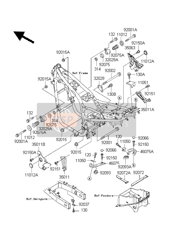 Kawasaki ZR-7S 2001 Frame Fittings for a 2001 Kawasaki ZR-7S