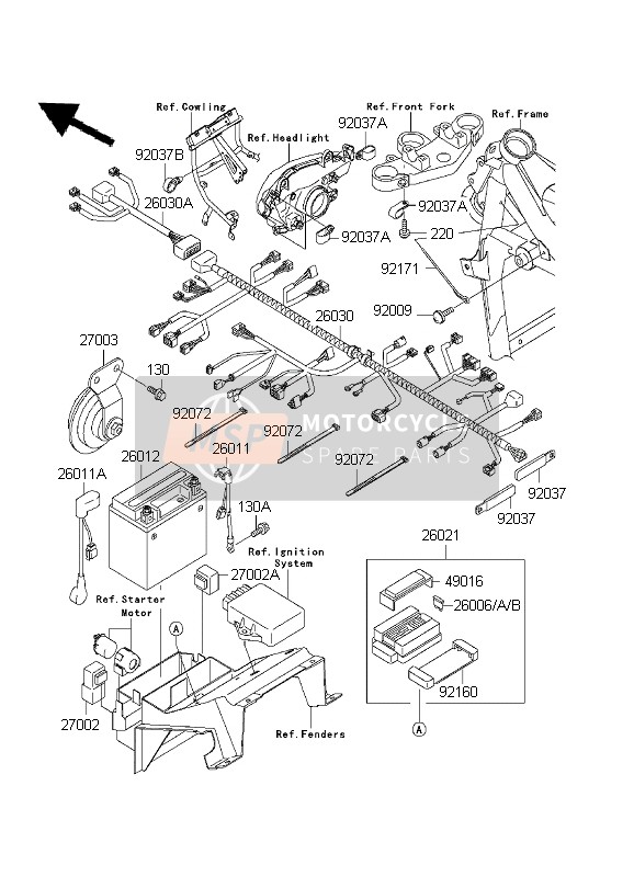 Kawasaki ZR-7S 2001 CHASSIS ELEKTRISCHE AUSRÜSTUNG für ein 2001 Kawasaki ZR-7S