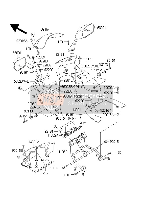 921611199, Damper,Mirror, Kawasaki, 0