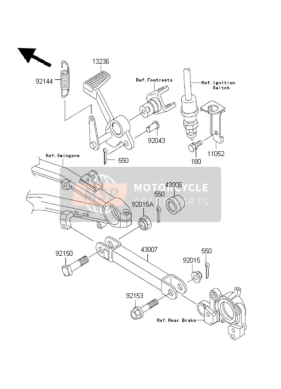 Kawasaki ZRX1200 2001 Brake Pedal for a 2001 Kawasaki ZRX1200