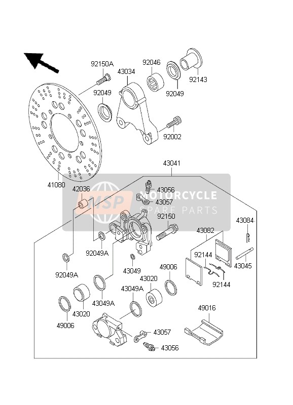 430491097, Reten Pinza Freno, Kawasaki, 1