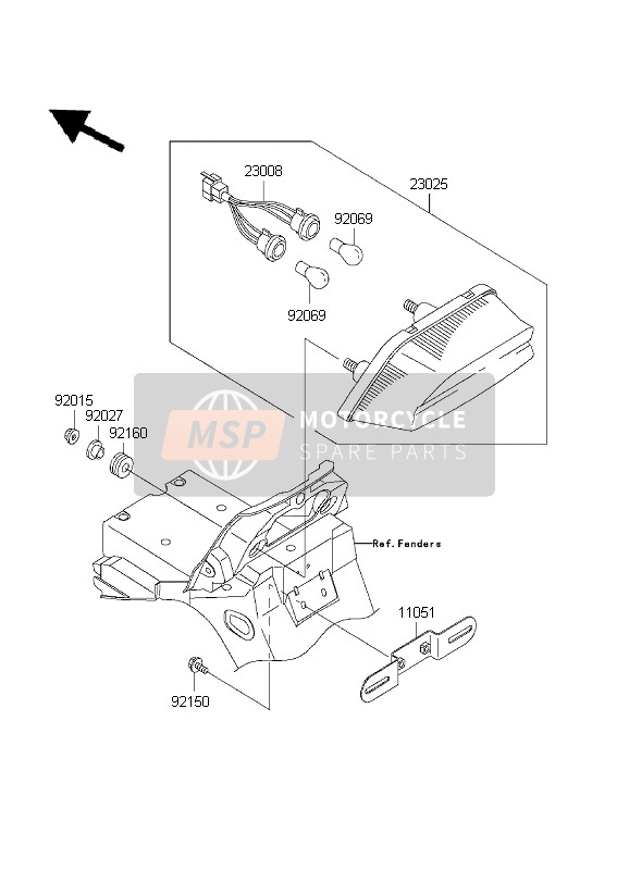 Kawasaki ZRX1200 2001 Luz De La Cola para un 2001 Kawasaki ZRX1200
