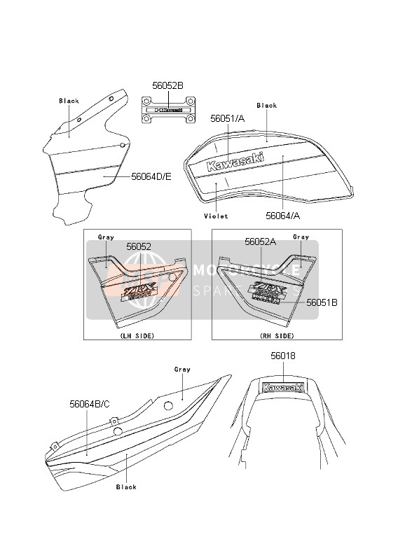 560641605, Pattern,Upp Cowling,Lh, Kawasaki, 0