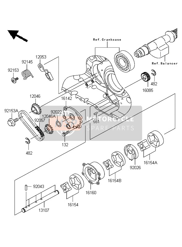 161540013, ROTOR-PUMP,Scavenge Clutc, Kawasaki, 0