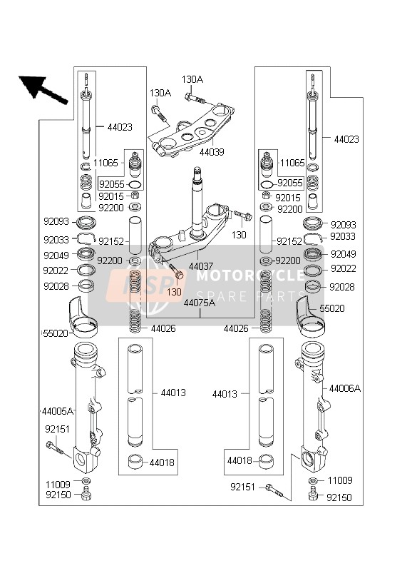 Kawasaki ZRX1200S 2001 Forcella anteriore per un 2001 Kawasaki ZRX1200S