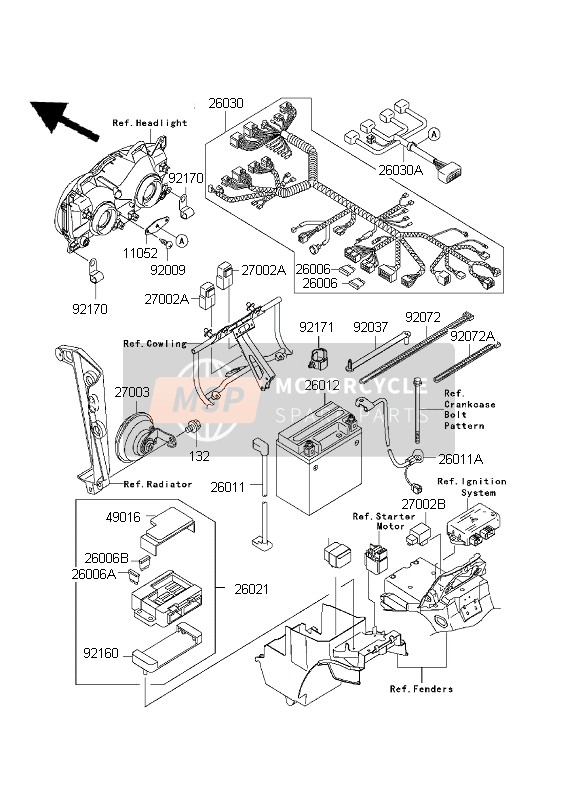 110521337, Bracket,Front Harness, Kawasaki, 0