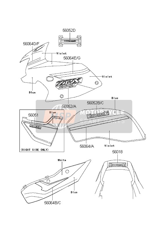 560641653, Pattern,Upp Cowling,Lwr,Lh, Kawasaki, 0