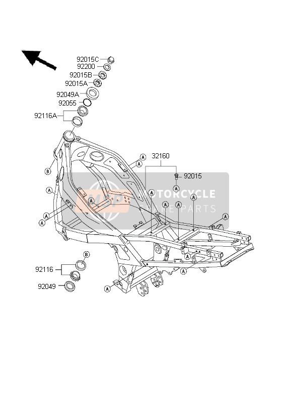 321601389TX, FRAME-COMP,Al,Silver No.35, Kawasaki, 0