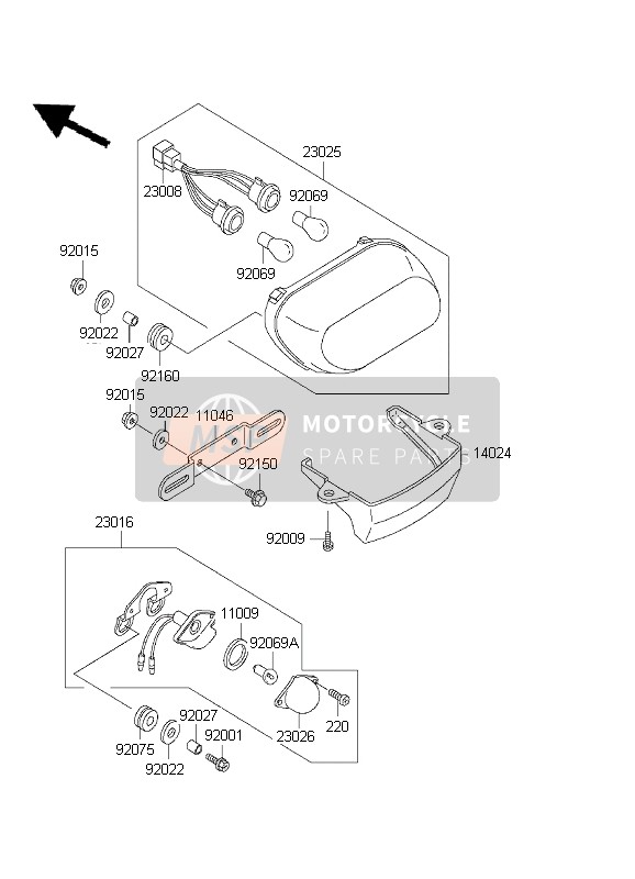 Kawasaki ZZ-R600 2001 Tail Light for a 2001 Kawasaki ZZ-R600