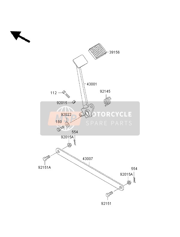 Kawasaki ELIMINATOR 125 2002 Rempedaal voor een 2002 Kawasaki ELIMINATOR 125