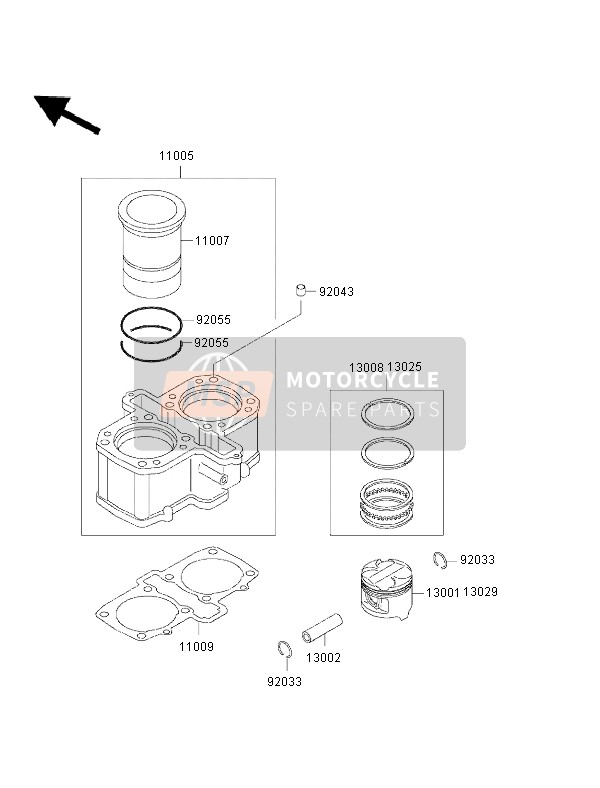 Kawasaki EN500 2002 Cilindro & Pistón(S) para un 2002 Kawasaki EN500