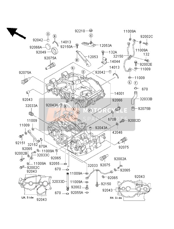 Kawasaki EN500 2002 Caja Del Cigüeñal para un 2002 Kawasaki EN500