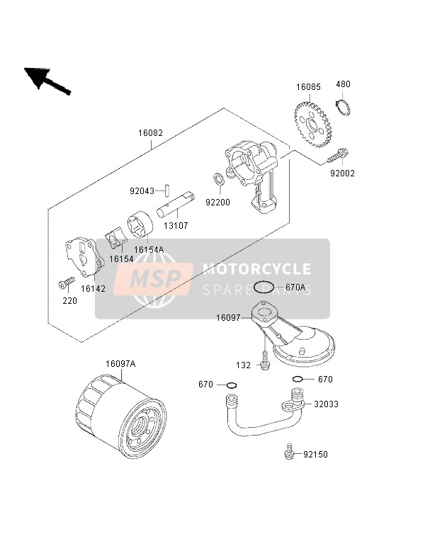 Kawasaki EN500 2002 Oil Pump for a 2002 Kawasaki EN500