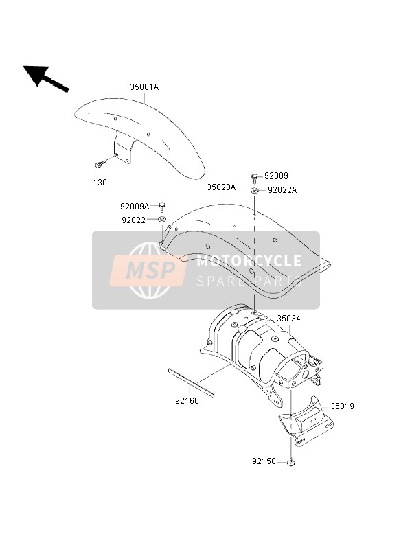 Kawasaki EN500 2002 KOTFLÜGEL für ein 2002 Kawasaki EN500