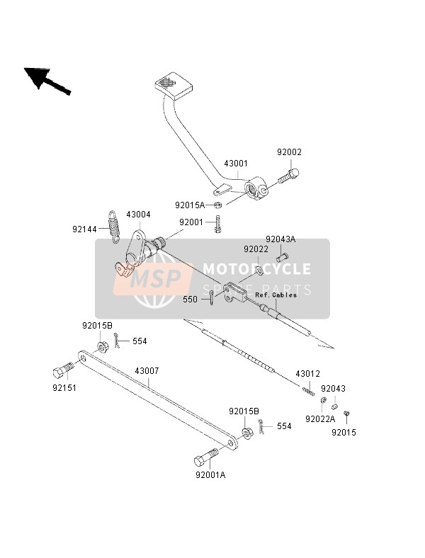 Kawasaki EN500 2002 Pédale de frein pour un 2002 Kawasaki EN500