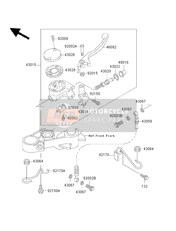 Kawasaki EN500 2002 Cilindro maestro delantero para un 2002 Kawasaki EN500