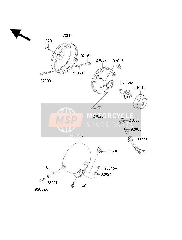 Kawasaki EN500 2002 Headlight for a 2002 Kawasaki EN500