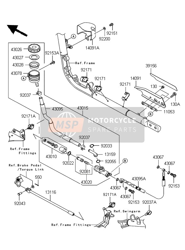 430950039, HOSE-BRAKE,Rr Master Cylinder, Kawasaki, 0