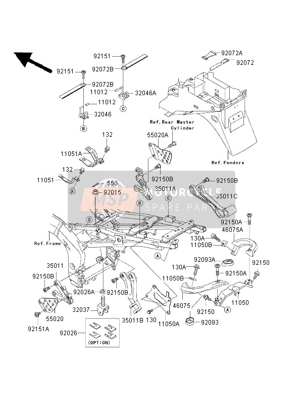 Kawasaki NINJA ZX-6R 2002 Frame Fittings for a 2002 Kawasaki NINJA ZX-6R