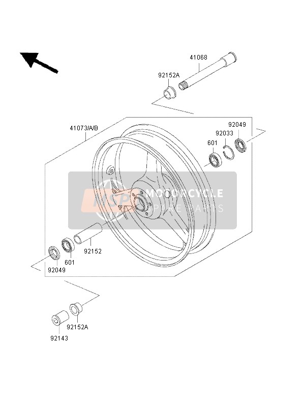 410731633CJ, WHEEL-ASSY,Fr,L.Green, Kawasaki, 2