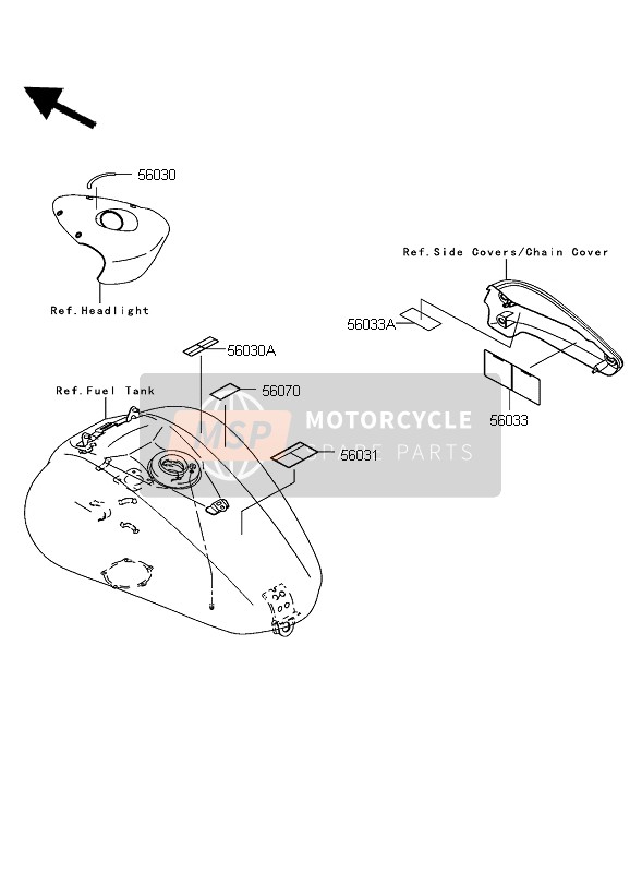 560301211, Label,Gasoline, Kawasaki, 1